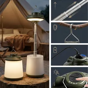 LED Hanging Waterproof Camping Light, USB Rechargeable Retractable Tent Lamp, Outdoor Emergency & Ambient Light for Camping