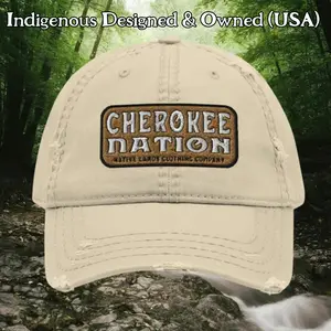 Cherokee Nation Embroidered Distressed Dad Hat - Honoring First Nations, Inuit, Native American Indigenous Cultures