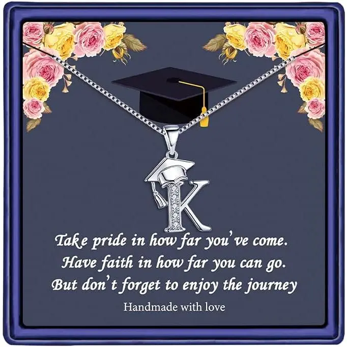 2025 Initials Necklace with Graduation Cap Charm - Fashion Costume Jewelry for Women, Ideal Graduation & Friendship Gifts