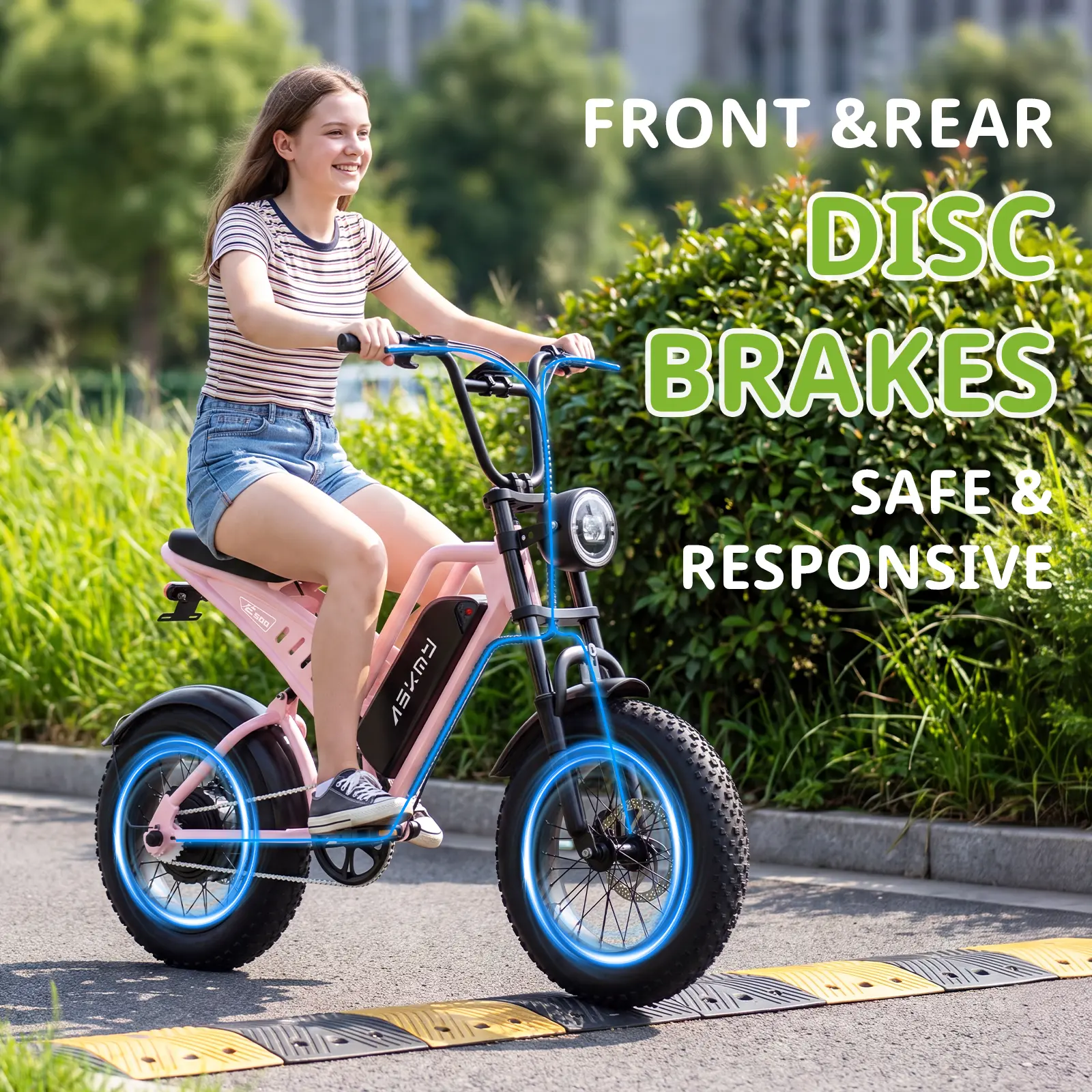 [ASKMY] 1500W Peak Electric Bike for Youth, 30MPH 16x4.0 Fat Tire, Back to School Commuter Ebike，70Mi Range，48V 15Ah, 330lb Load, 7‑Speed，for All‑Terrain Commuting & Coffee Shop Trips