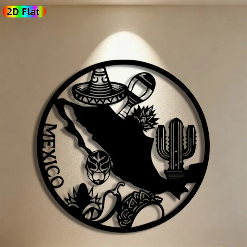 1pc Mexican Theme Metal Cool Wall Art, Ornaments, Mexican Culture Statue Mural, Ideal Gift for New Year, Easter, Mexican Culture Enthusiasts, Rust-Resistant Metal Wall Decor Wall Sculptures, Perfect for Living Room Wall & Garden Fence, Unique Home Decor