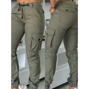 New autumn high-waisted slim-fit women’s casual military pants, woven fabric, suitable for all seasons, slim-fit style GARMENTARY