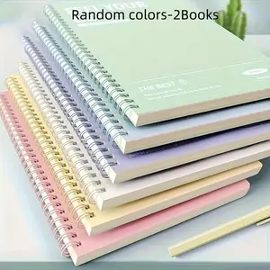 2 A5 Creative Notebooks, Matte Pages, Spiral Binding, 120 Pages, 6 Soft Colors, Durable Design, Office Stationery Supplies, Sketching, School Supplies
