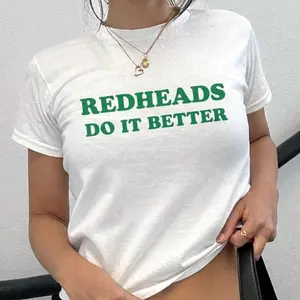 [Sale off up to 50%] Redheads Do It Better Y2K Trendy Baby Tee, St Paddys Crop Top, 90s Aesthetic Shirt Irish Baby Tee, Ireland Shirt, Gift For Her