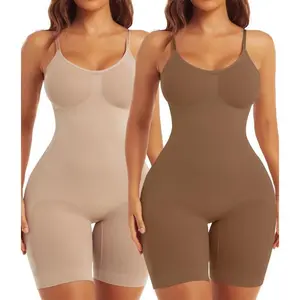 Women's Comfy Tummy Control Shapewear Bodysuit Mid Thigh, Built-in Bra with Adjustable Straps, Breathable Stretchy Shaping Bodysuit, Perfect for Daily Wear, Under Dresses & All Occasions, Smooth Seamless Shaper