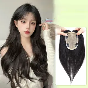 Double-Wefted Full Human Hair Topper with Bangs for Women – Lightweight & Seamless. Covers Gray Hair, Adds High Crown Volume & Fullness. Invisible Base.
