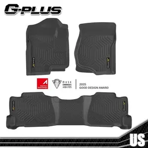 G-PLUS Floor Mats,Fit Chevy Silverado & GMC Sierra 1500 Crew Cab 2007-2013/Silverado & Sierra 2500 3500 Crew Cab 2007-2014 Floor Lines,TPE Custom Fit All Weather 1st & 2nd Row Car Mats Black 3PCS