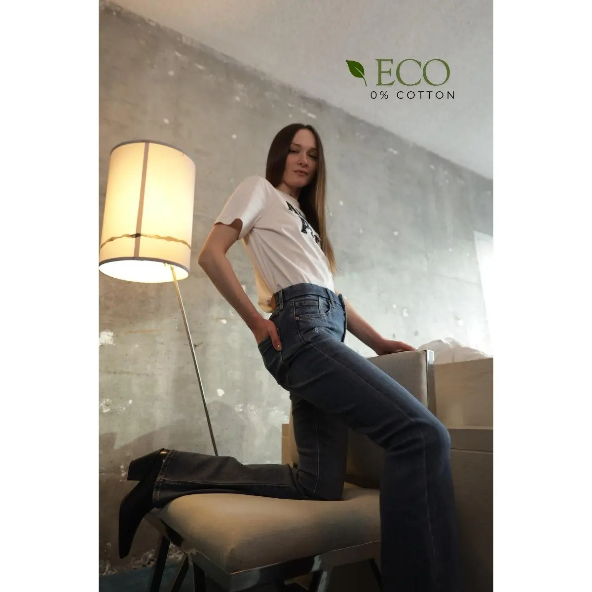 ECO ZERO COTTON Corset High Rise Phone Pocket Bootcut Jeans