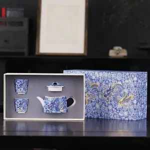 Silver-plated Kung Fu Tea Set with Teapot and Teacups Handcrafted Jianzhan Traditional Porcelain Elegant Gift for Tea Lovers