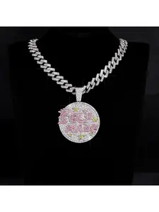 Hip-hop versatile full-diamond personalized creative design pendant necklace Bling Necklace for men and women Diamond Studded Pendant