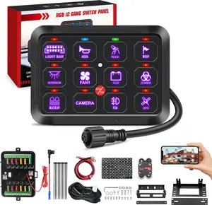 Nilight 12 Gang Switch Panel 12V 24V Universal Circuit Control Relay System with RGB Backlight APP Fuse Wiring Harness Automatic Dimmable ON Off LED Switches Pod for Car Pickup Truck Camper SUV