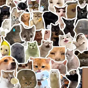 100 Cute Cat Meme Stickers, Funny and Weird Cat Emojis, Style Expression Pack, Perfect for Social Media and Fun Sharing