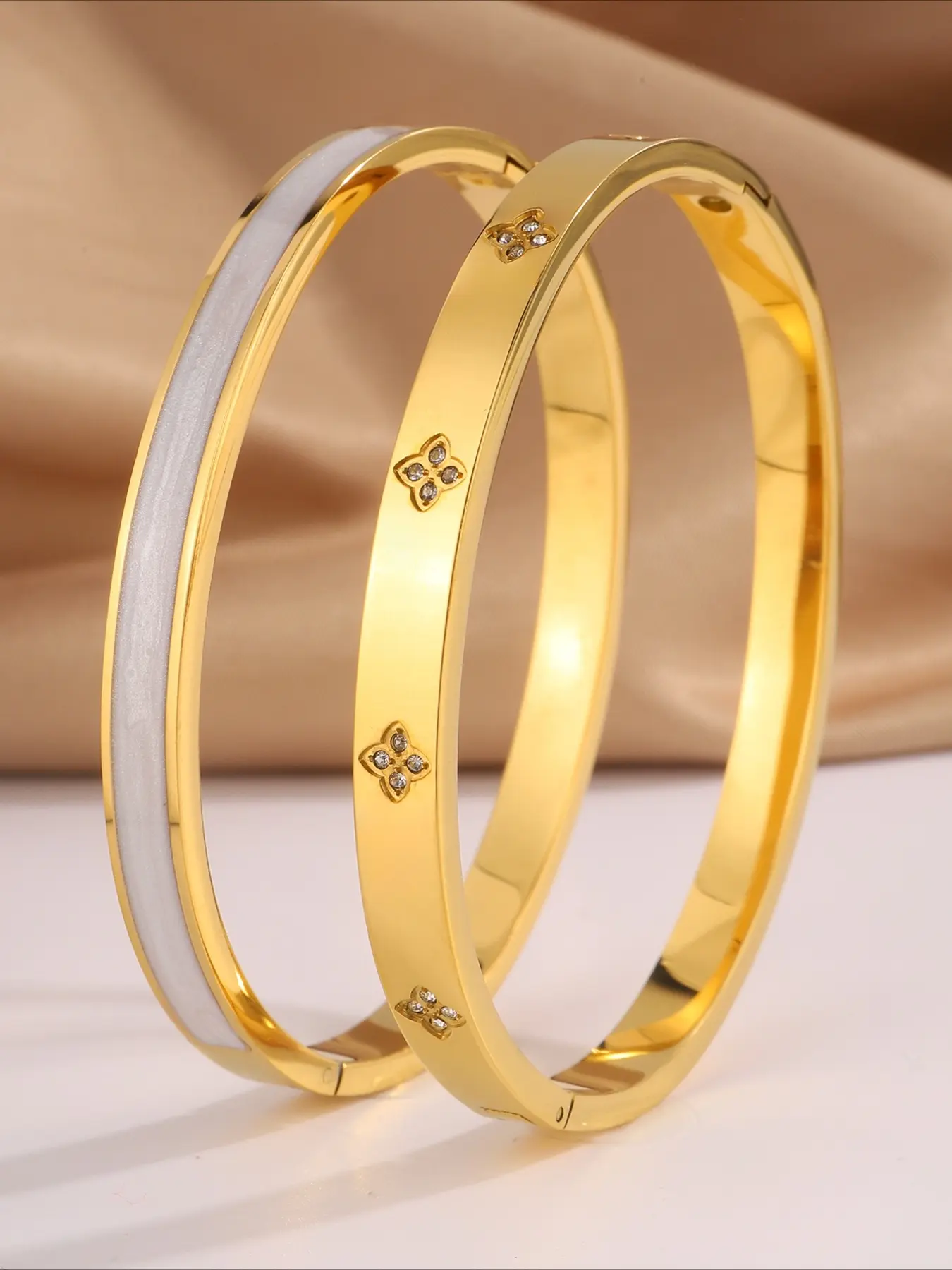 2 pieces new fashion stainless steel high quality floral design bracelets women jewelry set suitable for daily wear fashionable jewelry holiday birthday gift Adjustable Bracelets