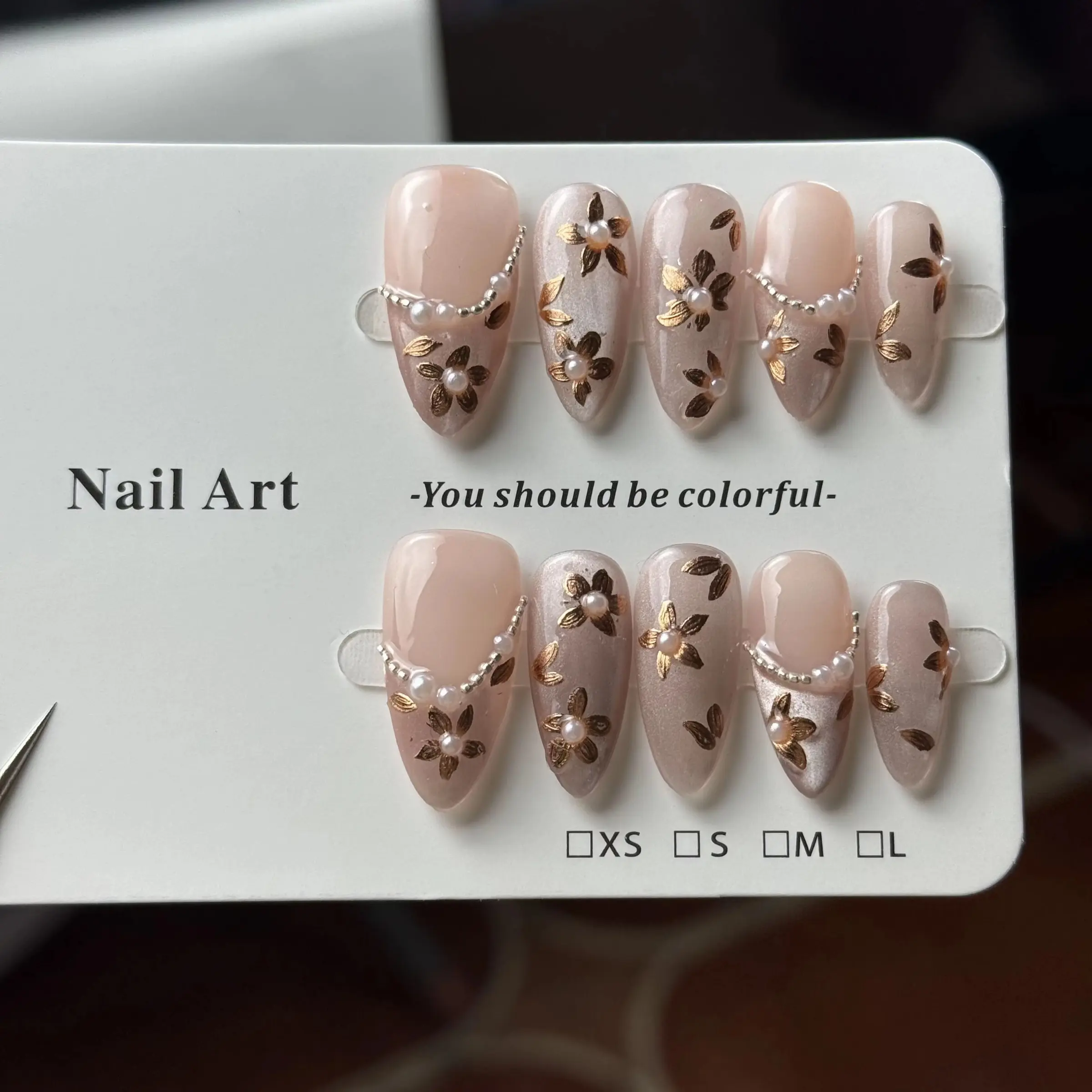10pcs high-end Elegant and refined, with a profusion of flowers, hand-painted flower cat's eyes handmade fake nails Decorative Nails Almond Nails Flower Design Nails