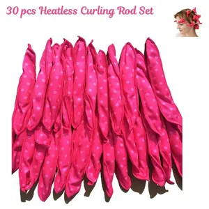 Heatless Curlers for Overnight Curls, Soft Foam Hair Rollers for Long Hair, Satin No Heat Curling Set, Sponge Curlers 30 PCS Pink
