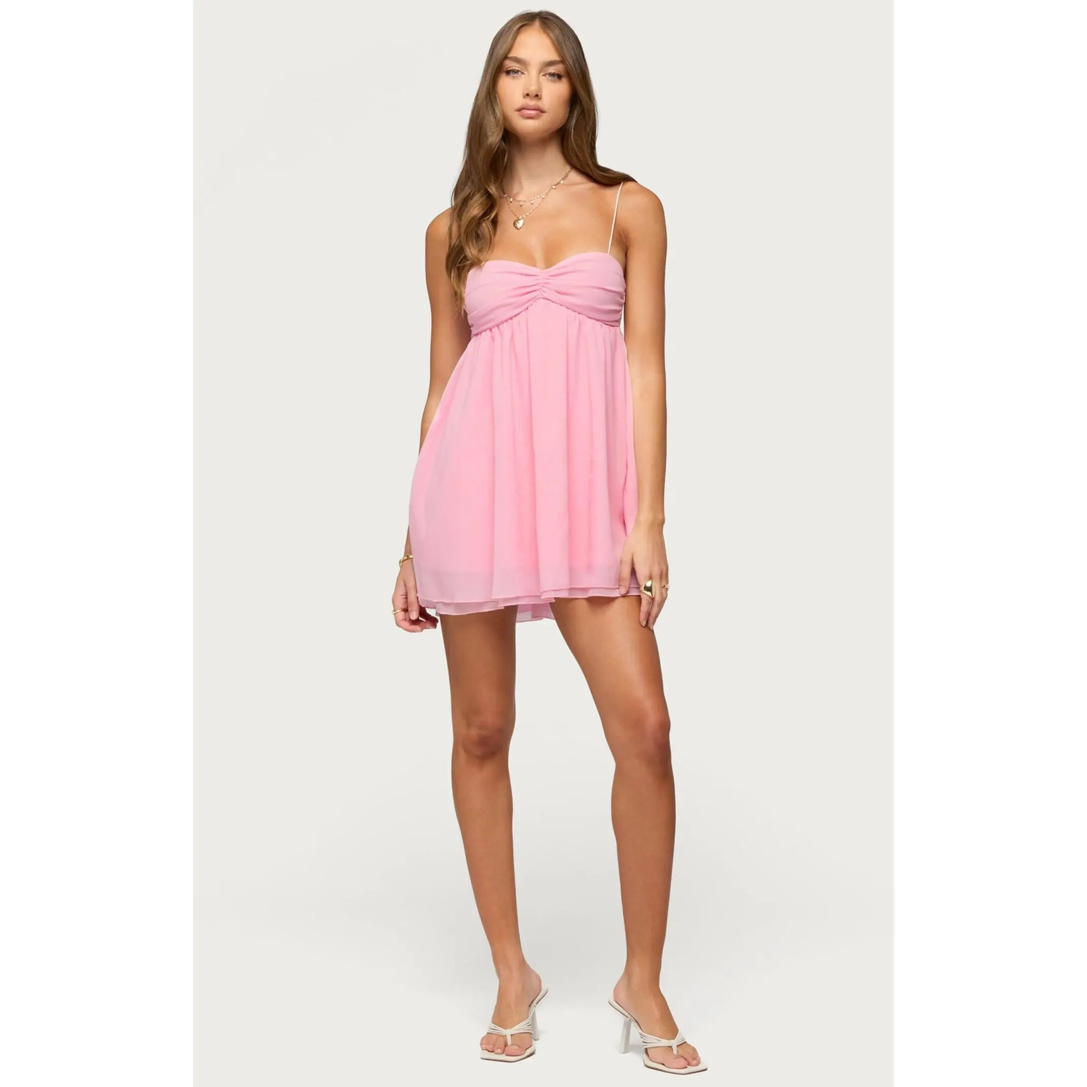 Edikted Women's Ariellah Chiffon Babydoll Mini Dress
