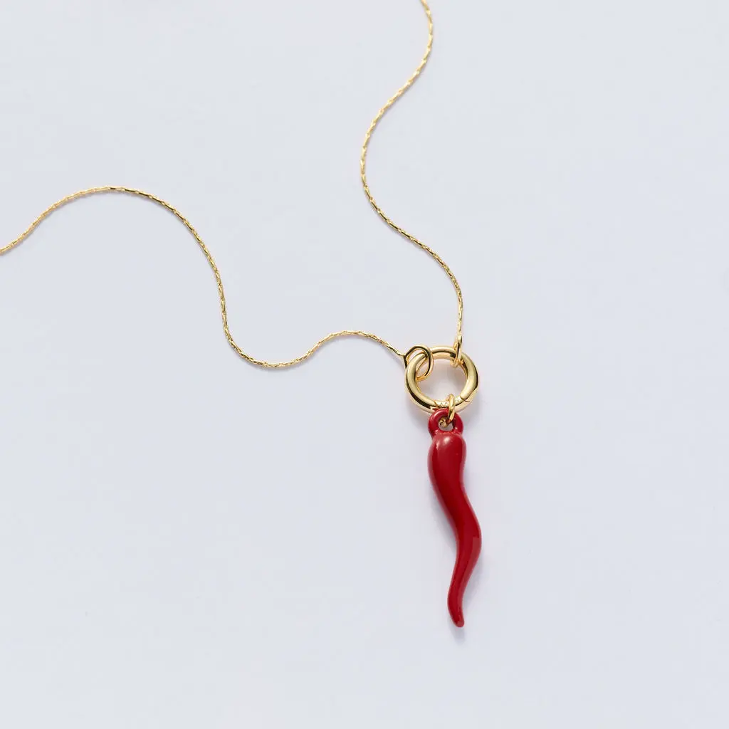 Red Italian Horn Expandable Necklace