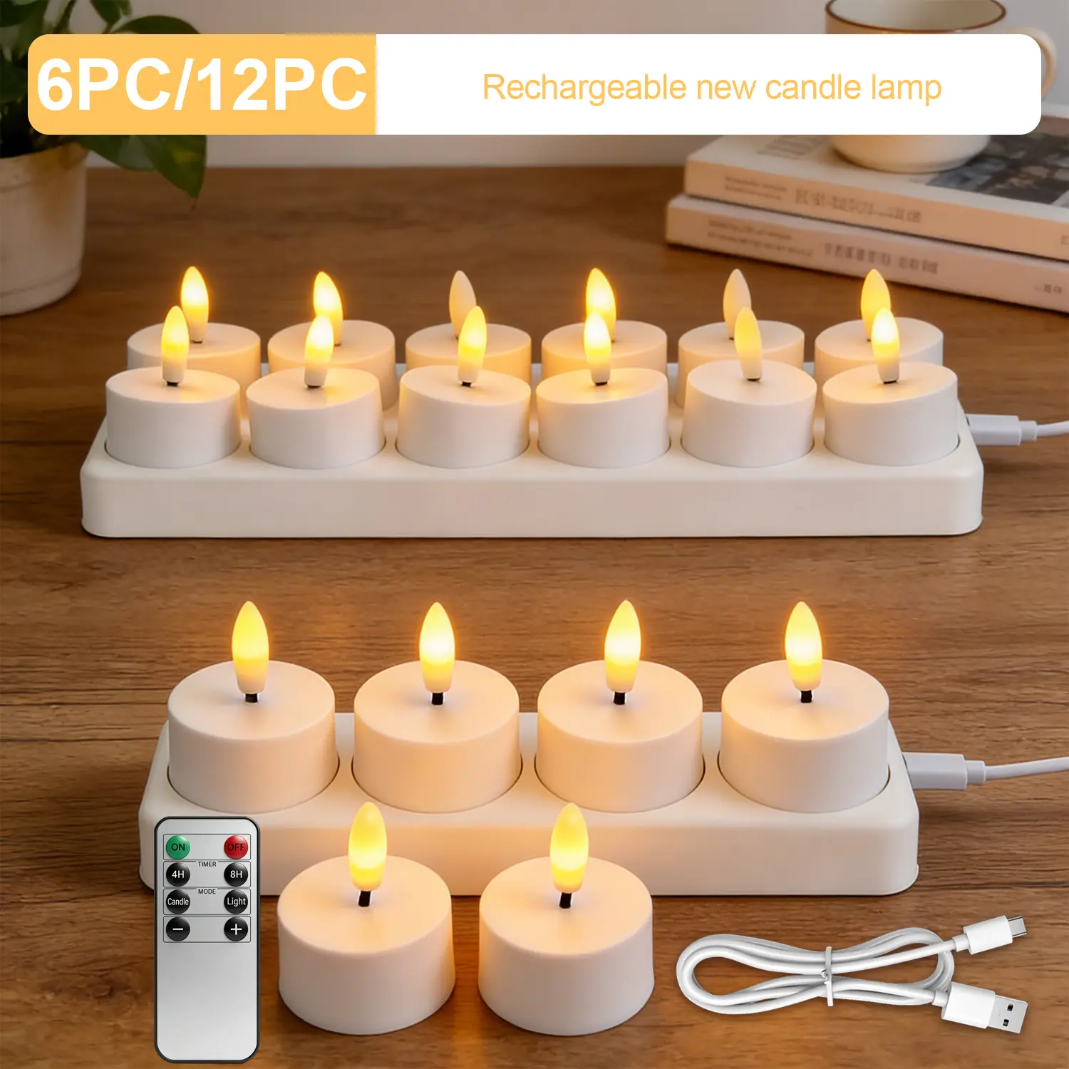 Rechargeable Flameless Tea Light Candles, 6/12 LED Tea Lights, Battery Powered And Rechargeable, Suitable for Bedroom And Party Use, LED Candle Set with Charging Base, Creating a Romantic Atmosphere, Dining Table Centerpiece Decoration And Night Light