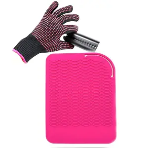 Heat Resistant Glove with Heat Resistant Mat for Curling Iron, Hair Straightener, Flat Irons,  Bump Glove, 9" x 6.5"  Grade  Mat,