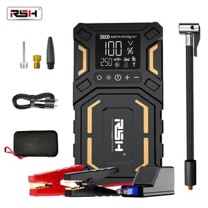 RSH Ultra-Safe Jump Starter – Starts all 12V battery vehicles. Features 150 PSI air compressor, 18W fast charging, tire pressure check, and LED light. Includes jumper cables, air hose, storage bag - Automotive Tool Kit