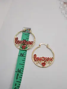 I LOVE YOU  cute  gold plated  earrings price for each pair hoops