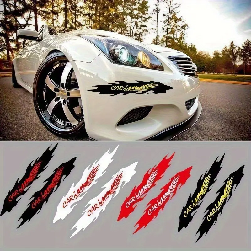 1 pair of car sticker set - 'CAR' letters+mechanical technology pattern (multi-color optional) suitable for motorcycles, helmets, and car stickers, Car Decals, Universal Car Sticker, Stickers For Cars