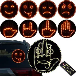 Car Finger Gesture Light, Funny LED Hand Sign with Remote Control, Wireless Gesture-Controlled Back Window Decoration for Trucks/SUV