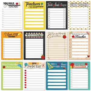 Teacher Sticky Note 12/24pcs Sticky Notes Set Teacher Appreciation Gift Inspirational Note elf-Adhesive Writing Memo Pads Funny Paper Sticky Notes Stationery Cute Paper Memo for School Teacher, Office Supplies, Graduation Gift