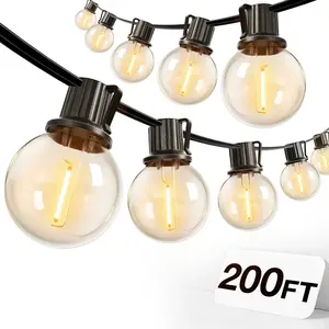 200ft/150ft/100ft/50ft/27ft IP65 Waterproof LED Outdoor String Lights - ETL Listed, Shatterproof ST38 Bulbs, Dimmable & Connectable, Warm White for Garden, Porch, Patio, Balcony, Backyard, Bistro, Party & Holiday Gift