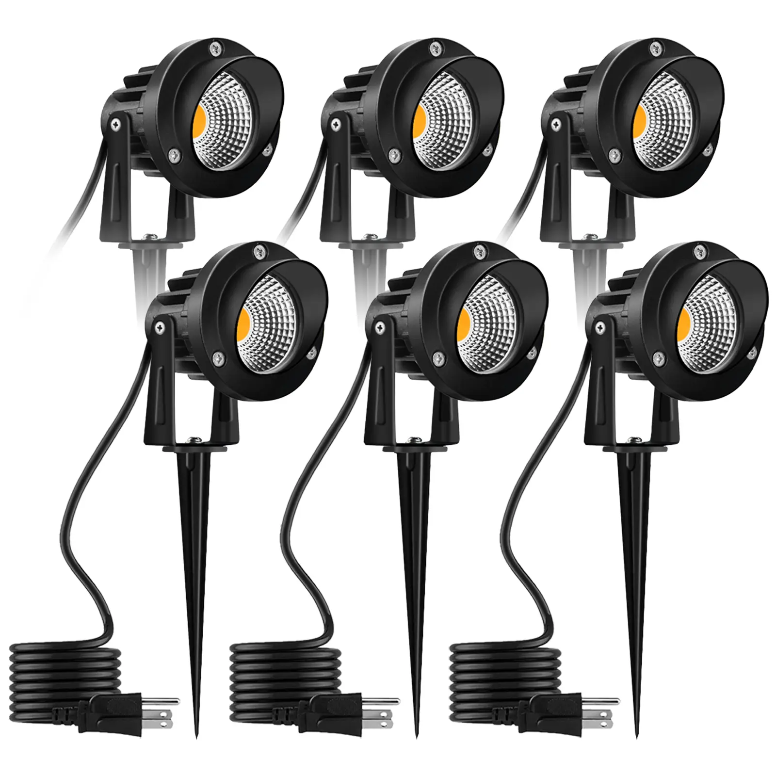 6PCS Romwish LED Landscape Lights 10W 120V Outdoor Landscape Lighting with Ground Spike 3000K Warm White IP65 Waterproof Outdoor Spotlight for Lawn Garden Yard Flag Light Pathway Villa Outdoor Flood Light Outdoor Floodlight