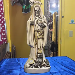 12 in Charged Hueso Santa Muerte Statue, Stylish Religious Ornaments for Home & Room Decor