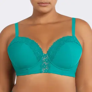PARFAIT Brigitte S8201 Demi Cup Underwire Balconette Longline Bikini Top with Embroidery Detail Dark Mint Flattering Silhouette & Structured Design