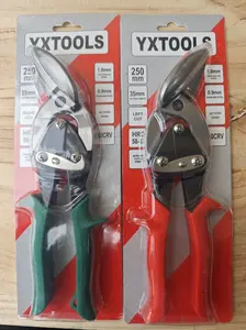 Father's Day Gift 6510C 2-Piece Aviation Snip Set, Left and Right Angled Cutting Shears, Forged Blades with Safety Lock, Kush'n-Power Ergonomic Grips for Metal Fabrication