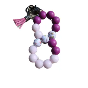 Purple Infinity Keychain with Pink Tassel and Colorful Beads