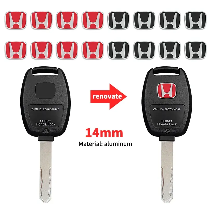 2026 New 13mm 5/10pcs Car Key Badge Emblem Replacement Car Key Stickers For Honda Civic Accord Fit CRV Jazz Odyssey Insight Legend HRV For Car Décor