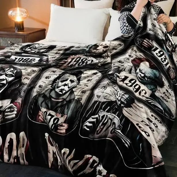 Horror movie throw blanket is soft and cozy, perfect for home office or picnic decoration for Halloween Horror movie throw blanket is soft and cozy, perfect for home office or picnic decoration for Halloween
