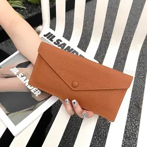 Ultra Thin Soft Leather Card Holder For Women Mini Envelope Slim Wallet Lightweight Portable Large Capacity High Grade ID Card Cash Storage Purse Daily Commute Outdoor Travel Practical Small Purse-MM1