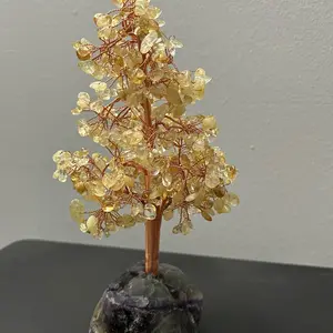 Crystal citrine tree with fluorite base , 9 inches tall and 765g weight