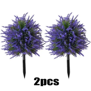 simulated lavender ground ball-shaped artificial shrub with ground spikes, UV-resistant fake evergreen tree, Lifelike Fake Plant, Fake Plant Decoration, suitable for indoor and outdoor decoration, as well as garden front porch decoration