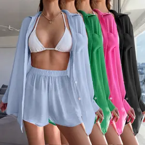 Women's Lightweight Bathing Suit Cover Up Loose Bikini Covers Up with Shorts Breathable Outfit for Summer Beach