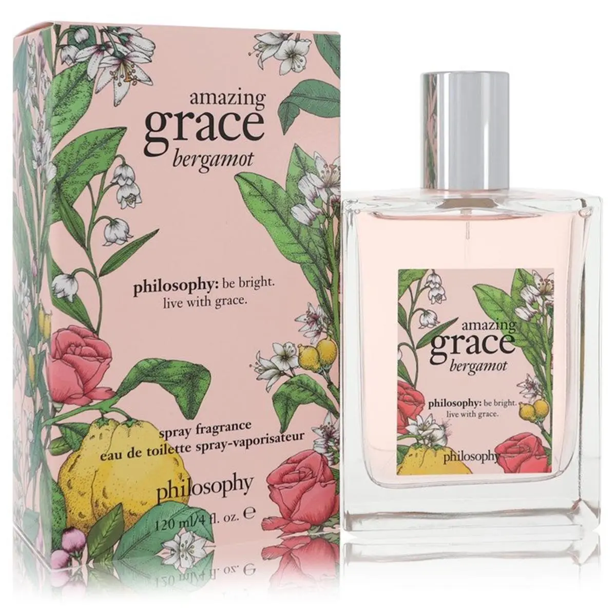 Philosophy 560137 Women's Amazing Grace Bergamot Eau De Toilette Spray - 120ml/4-4.9 Fl Oz, Aromatic Citrus Floral Musk Fragrance with Grapefruit, Fresh Long-Lasting Juicy Scent, Clean Girl Signature Scent, Spray Bottle, Female Wear, Clean Girl Perfume, 4