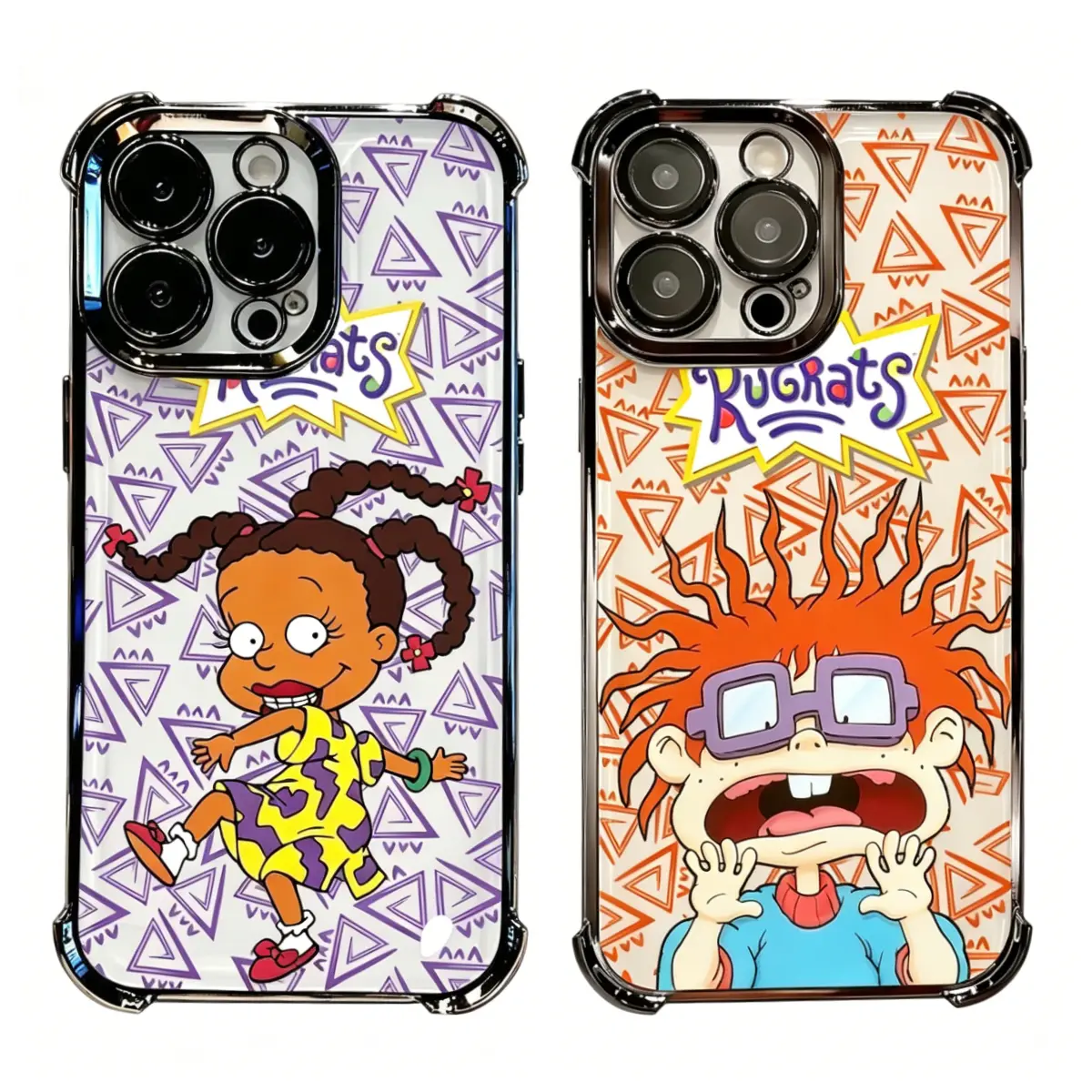 Lovely Funny Rugrats Case  for iPhone 17, 16, 15, 14, 13, 12, 11 Pro Air Plus ProMax and Samsung S26-S22 Plus shock-absorbing phone cases, fashionable gift. anti-fall transparent girly caseslovely stylish gift