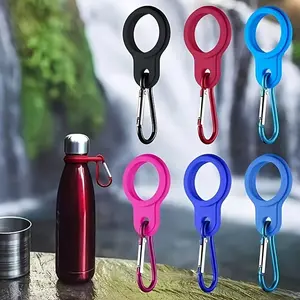 6-color random outdoor travel sports kettle hooks (3 silicone rings +3 hiking hooks), durable beverage hooks, portable rock climbing hooks and leisure running cup clips, practical backpack accessories and Christmas gifts