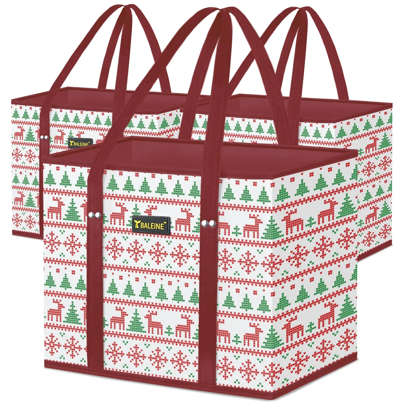3Pk Reusable Grocery Sacks - Durable Shopping Bags for Groceries with Strong Bottom, Ergonomic Handles, Space Saving Compact Design, Giant Storage Tote Bags for Summer Home Supplies,dorm essentials,home decor