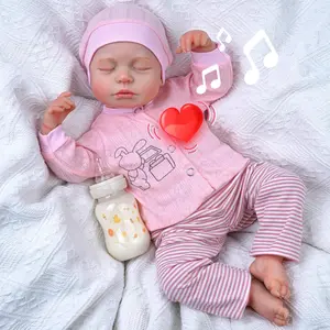 BABESIDE 20-inch 8-Piece Reborn Doll Set with Cloth Body & Vinyl Limbs Breathing Heartbeat Laughter Functions Gift Box Accessories Perfect for Christmas New Year Birthdays Collectors