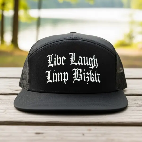 Live Laugh Limp Bizkit Embroidered Trucker Hat | Camo Snapback Cap | Outdoor Mesh Baseball Hat | Gift for Rock Music Fans & Band Lovers