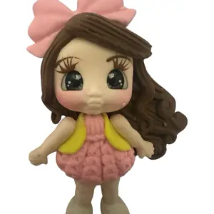 Handmade Clay Character with Pink-Yellow Details - Handmade Gifts, DIY Supplies for Pen Top Clips, Bows, Key Chains