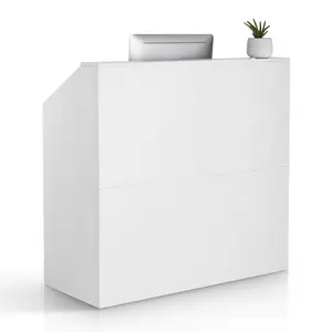 46 Inch Rectangular Reception Desk For Lobby, Office And Retail Front Counter Table For Checkout And Customer Service, Beauty Salon And Spa Reception, White Finish, Durable Commercial Grade Front Desk Solution