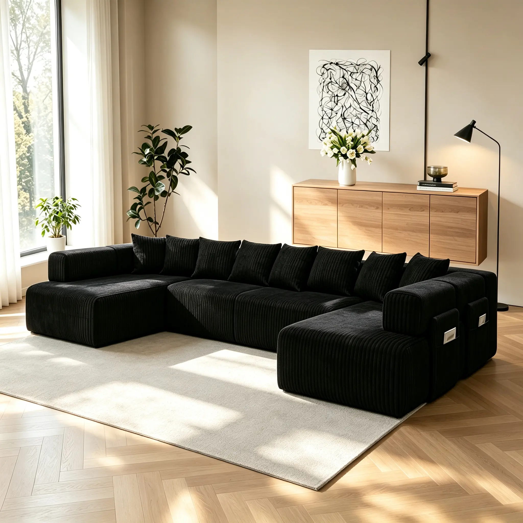 Modular L/U-Shaped Sectional Sofa, 146 in Length, 4-8 Seats, Modern Cloud Design, Deep Seat, Cozy Upholstered Indoor Furniture for Living Room Lounge Zone