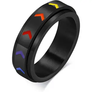 Stainless Steel Rainbow Spinner LGBT Pride Ring for Gay & Lesbian - Love is Love LGBTQ  Ring for Women Men